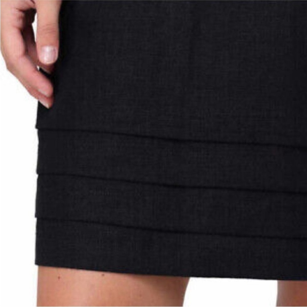 Nicole Miller Black Linen Dress V-Neck Short Sleeve Size S Mini MidiCasual Work‎ - Picture 4 of 8